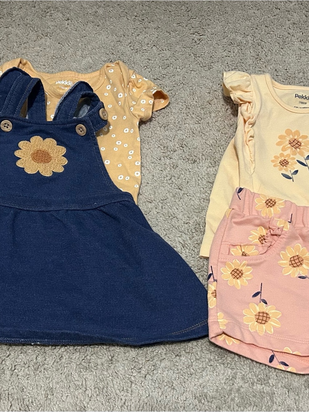 Pekkles Navy Sunflower Pinafore Dress with Yellow Sunflower Tee